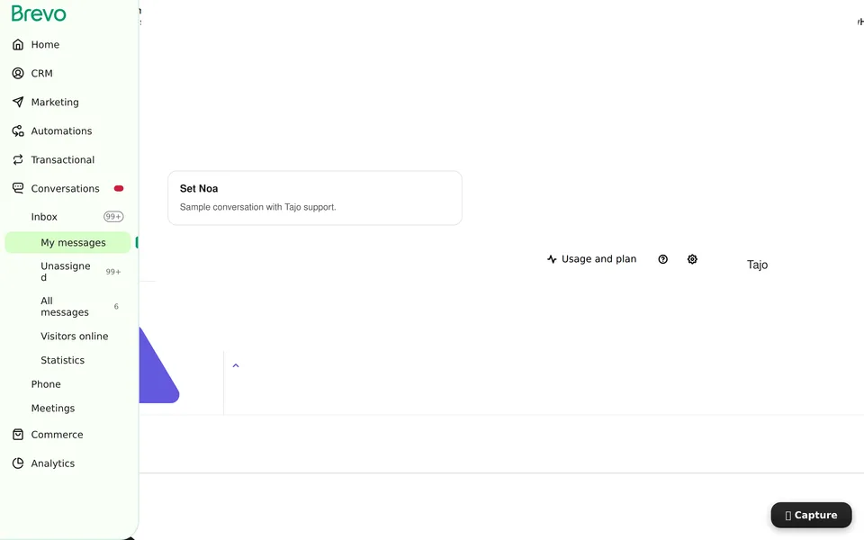 Conversations Inbox Brevo interface screenshot
