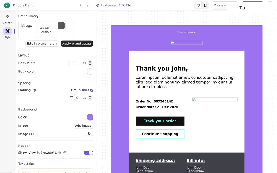Editor Newsletters 46 Brevo interface screenshot