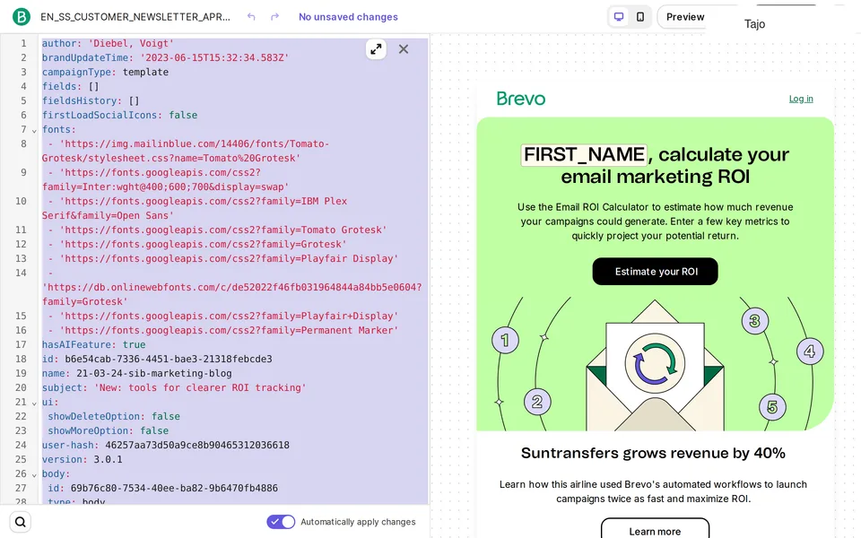 Marketing Email Editor Brevo interface screenshot
