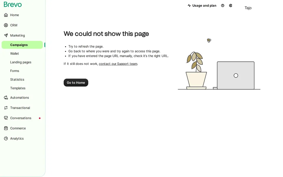 Marketing Reports Email Brevo interface screenshot