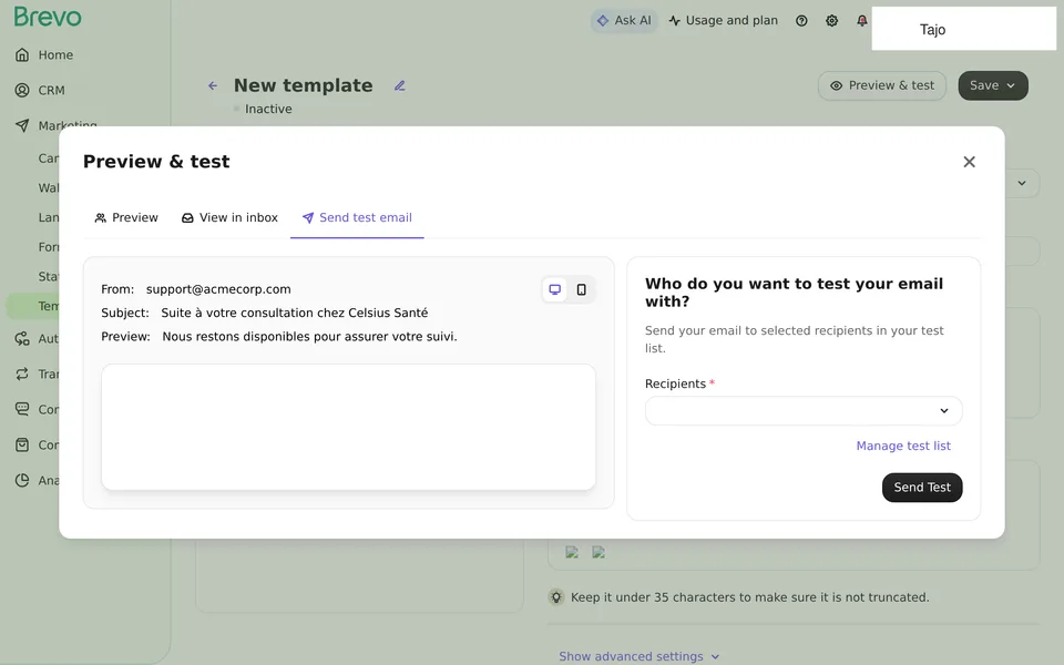 Templates Email Edit 48 Brevo interface screenshot